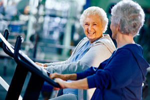 elderly women on a treadmill