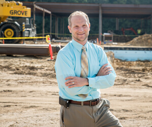New Centracare Health - Long Prairie Physician  Harrison H. Hanson, pictured outside the new  Long Prairie medical campus currently under construction.