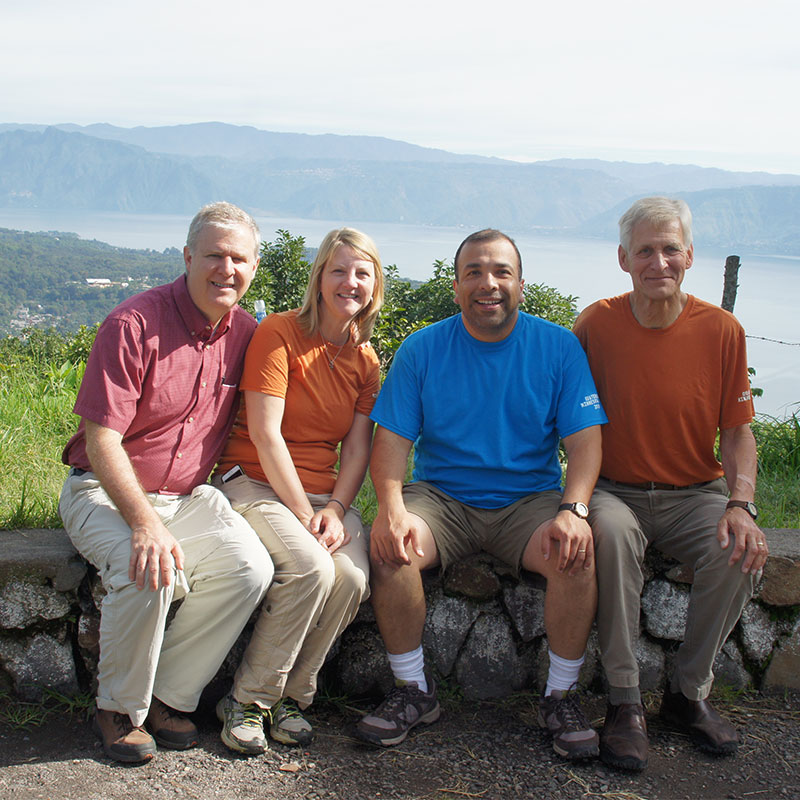 Dr. Daniel Fuglestad, his wife, Armando and Dr. Burnell Mellema take some time to enjoy the beautiful views in Guatemala.