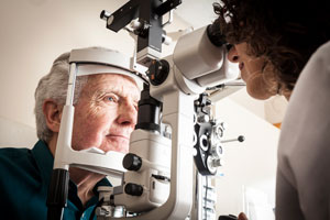 elderly man at optometrist
