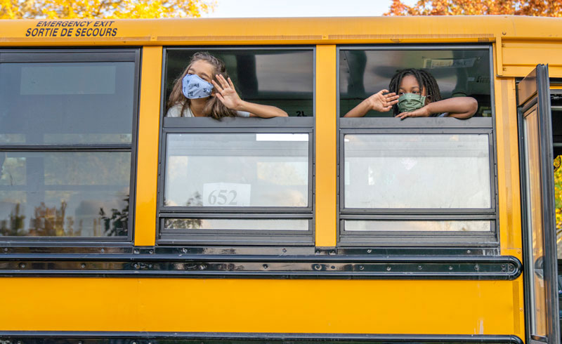 girls on school bus