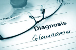 glasses and contacts with text saying "diagnosis: glaucoma"