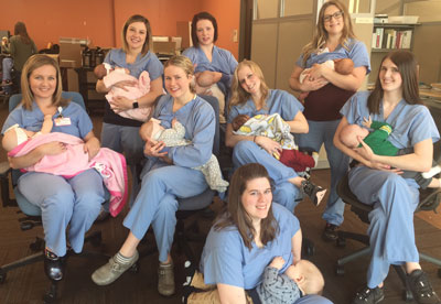 Birthing Center nurses breastfeeding their babies