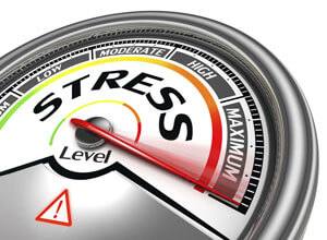 A "stress meter" with the arrow on Maximum