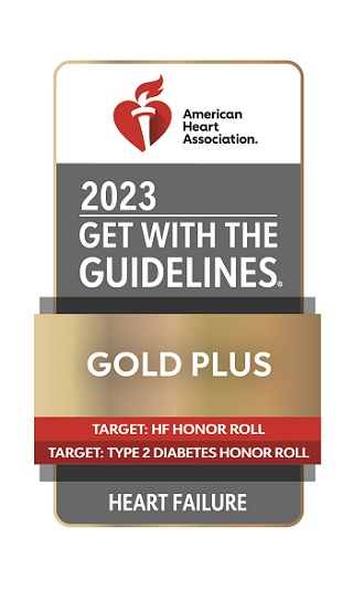 Get With the Guidelines - Heart Failure Gold Plus logo from the American Heart Association recognizes CentraCare Heart & Vascular Center for its commitment to improving outcomes for patients with heart failure, meaning reduced readmissions and more healthy days at home.