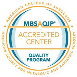 Official accreditation seal of the Metabolic and Bariatric Surgery Accreditation and Quality Improvement Program. 