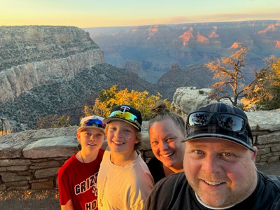 LaRae and family at Grand Canyon